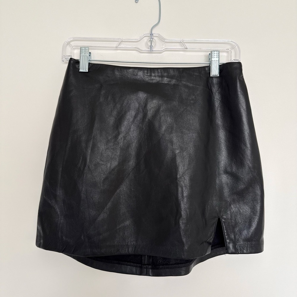 Show Me Your MuMu Tyra Black Pleather Mini Skirt - Picture 2 of 7